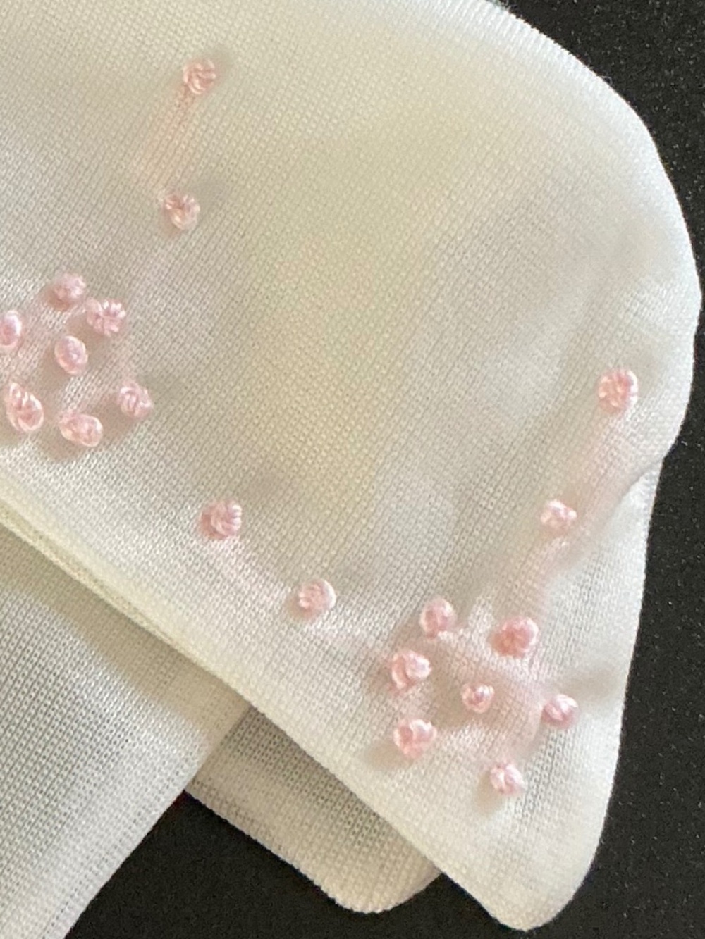 Vintage Ivory Organza Gloves Formal Wedding Bridal Prom Pink Accents - Picture 2 of 14